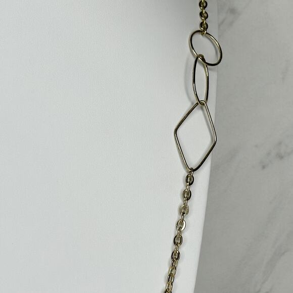 Lane Bryant Geometric Gold Tone Long Chain Link Necklace - Picture 9 of 10